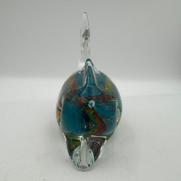 Murano Style Art Glass Dolphin Aquarium Fish Figurine Paperweight 5x4 - Picture 2 of 8